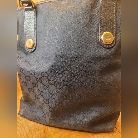 Gucci Black Canvas Stud Bucket Tote Bag - Picture 6 of 6